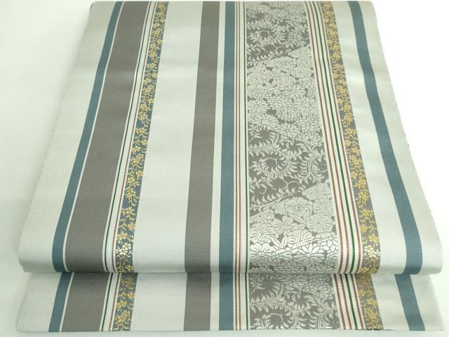 平和屋本店□極上 博多織人 黒木織物 本場筑前博多帯 両面 全通