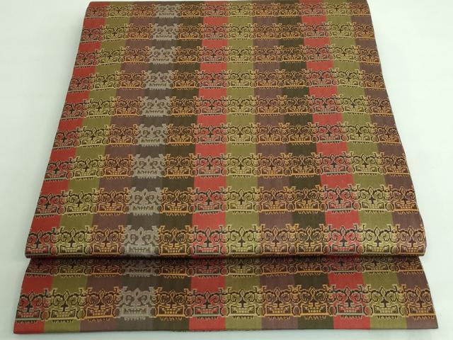平和屋本店■極上　龍村美術織物　九寸開き名古屋帯　獅噛文長斑錦　逸品　DZAA6508kh5