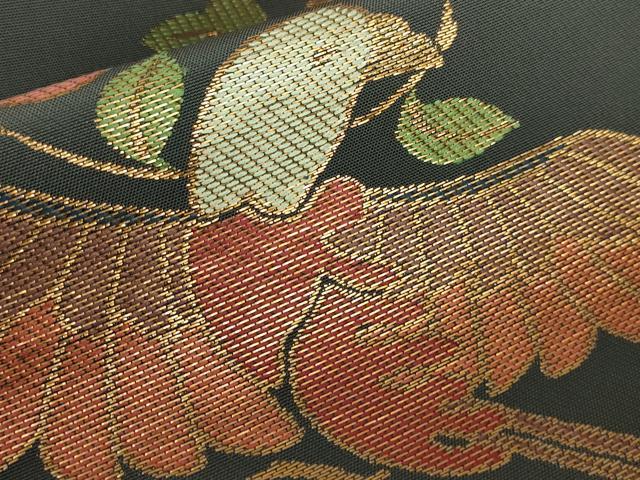 平和屋本店□極上 洛風林 工芸帯地 六通柄 本袋帯 花