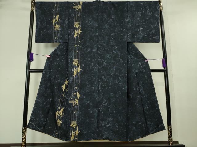 平和屋本店■極上　男性　訪問着　バンド　ピアノ　ドラム　トランペット　コントラバス　金彩　逸品　未使用　DZAA6576kh5