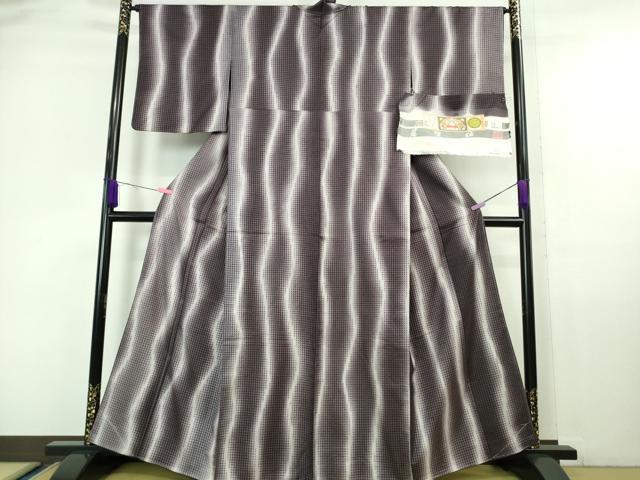 平和屋本店□極上 中国三大刺繍 スワトウ刺繍 本場縞大島紬 訪問着 