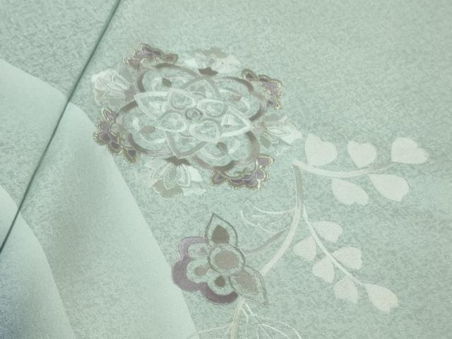 平和屋本店□極上 訪問着 刺繍 草花文 暈し染め 金銀糸 銀