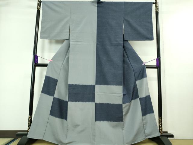 平和屋本店■極上　訪問着　お召地　片身替わり　市松　逸品　未使用　DZAA6603kh5