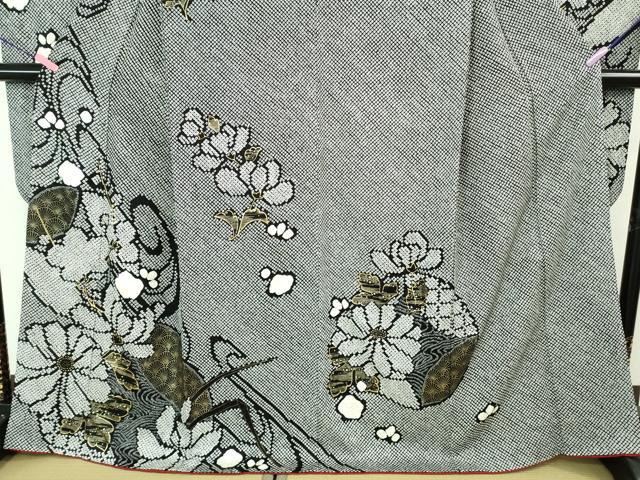平和屋本店□極上 振袖 絞り 菊 黒地 金彩 逸品 DZAA6610kh5 
