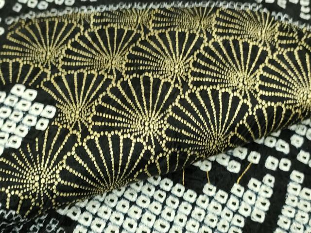 平和屋本店□極上 振袖 絞り 菊 黒地 金彩 逸品 DZAA6610kh5 