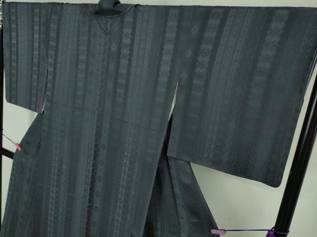 平和屋本店□極上 無地小紋 瑞雪 消炭色 さが美扱い 反端付き 逸品