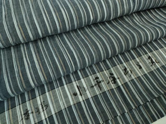 平和屋本店■極上　男性　夏物　本場小千谷ちぢみ　縞　麻　反端付き　逸品　DZAA6621kh5