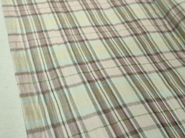 平和屋本店□極上 夏物 本場小千谷ちぢみ 格子 麻 逸品 DZAA6625kh5