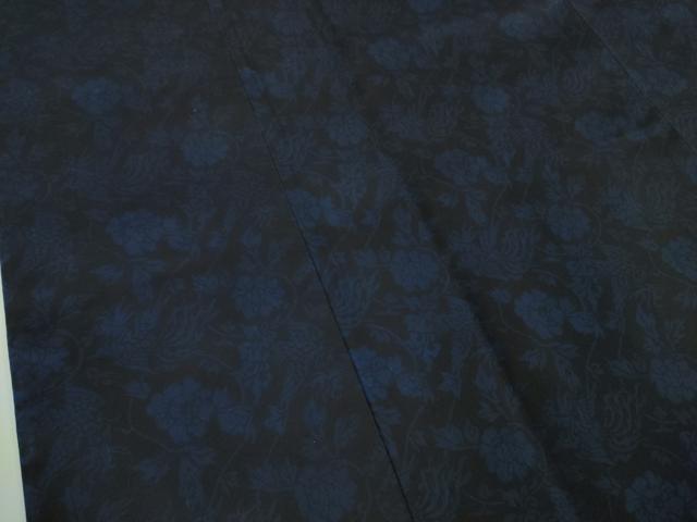 平和屋本店■極上　男性　小紋　花唐草文　黒地　逸品　DZAA6632kh5 平和屋本店□極上 男性 小紋 花唐草文 黒地 逸品 DZAA6632kh5