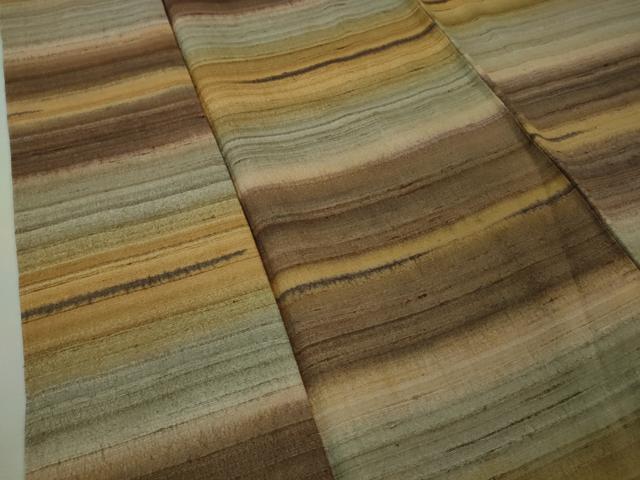 平和屋本店□極上 インド・アッサム 野蚕糸 手織 ムガシルク 横段文