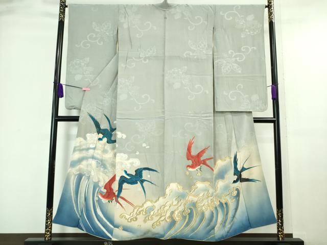 平和屋本店■極上　アンティーク　大正ロマン　振袖　立波飛鳥文　金彩　逸品　DZAA6638kh5