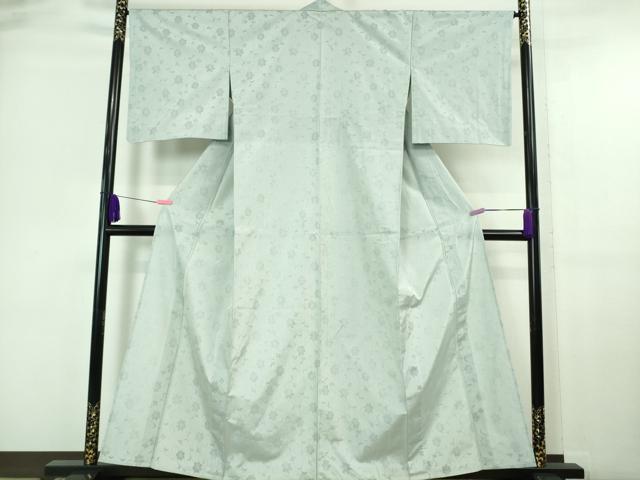 平和屋本店□極上 夏物 色無地 もじり織 花唐草紋紗 藍白色 やまと誂製