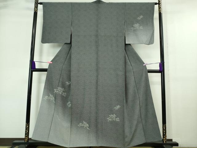 平和屋本店■極上　江戸小紋　訪問着　印傳　梅　笹　椿　黒地　さが美扱い　逸品　DZAA6652kh5