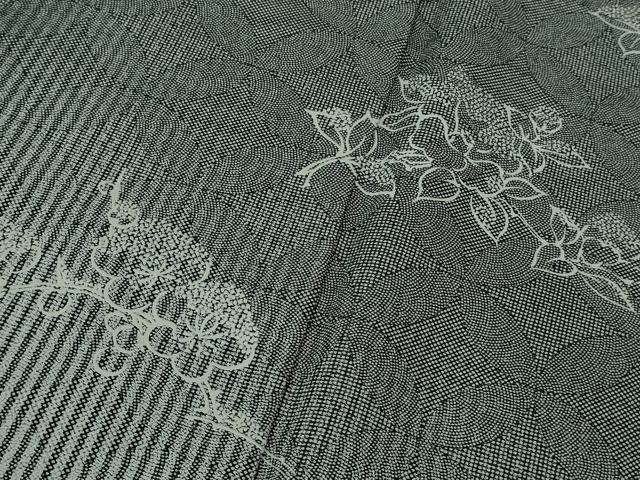 平和屋本店□極上 江戸小紋 訪問着 印傳 梅 笹 椿 黒地 さが美