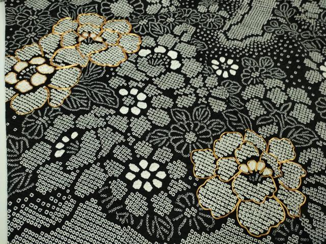 平和屋本店□極上 振袖 駒刺繍 絞り 吉祥花文 黒地 逸品 DZAA6661kh5