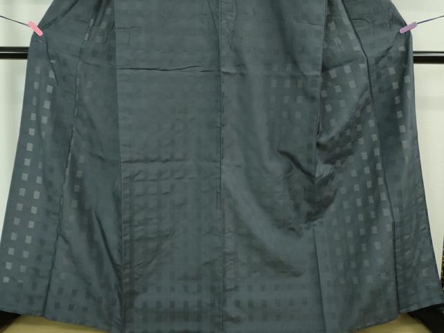 平和屋本店□極上 花絽織 お召 単衣 色無地 鉄御納戸色 そう