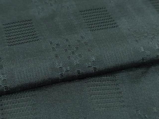 平和屋本店□極上 花絽織 お召 単衣 色無地 鉄御納戸色 そう