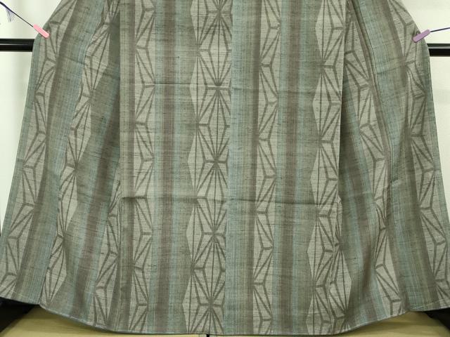 平和屋本店□極上 結城紬 縮織 経絣・緯絣 麻の葉間道 やまと
