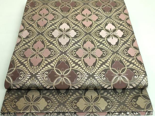 平和屋本店■極上　洛風林　工芸帯地　太鼓柄袋帯　花菱文　金糸　逸品　DZAA6701kh5