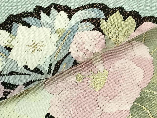 平和屋着物□極上 爪掻き本綴れ 八寸名古屋帯 草花文 薄