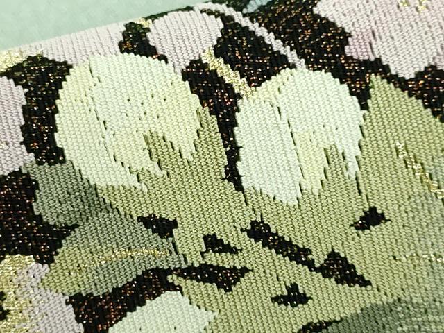 平和屋着物□極上 爪掻き本綴れ 八寸名古屋帯 草花文 薄