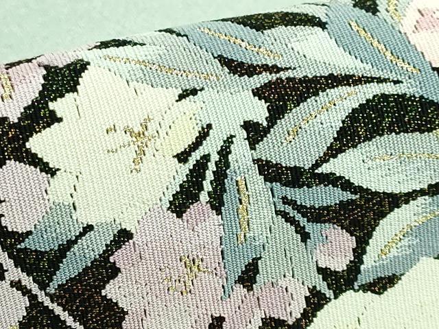 平和屋着物□極上 爪掻き本綴れ 八寸名古屋帯 草花文 薄