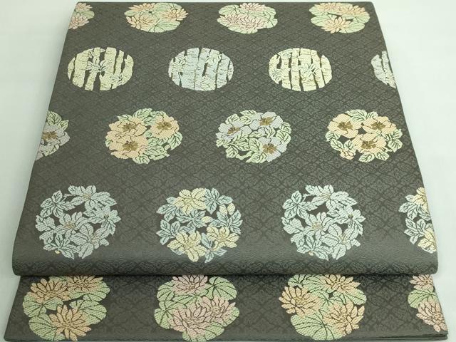 平和屋着物■極上　西陣織　陰山織物謹製　箔屋清兵衛　六通柄袋帯　唐織　花丸文　草木染　逸品　DZAA6736kh5