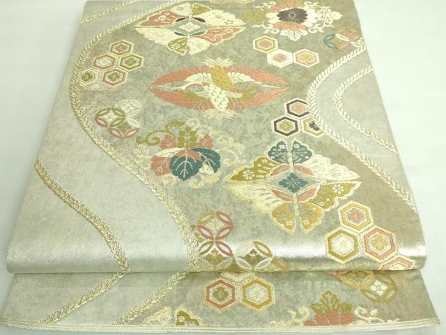 平和屋着物□極上 西陣 川島織物 六通柄 本袋帯 唐織 双鶴