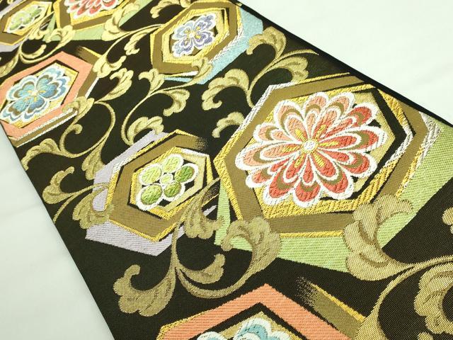平和屋着物□極上 西陣 川島織物 六通柄 本袋帯 亀甲花唐草