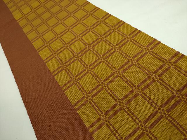 平和屋着物■極上　本場黄八丈　八寸名古屋帯　一重帯　格子　逸品　DZAA6763kh5 平和屋着物□極上 本場黄八丈 八寸名古屋帯 一重帯 格子 逸品