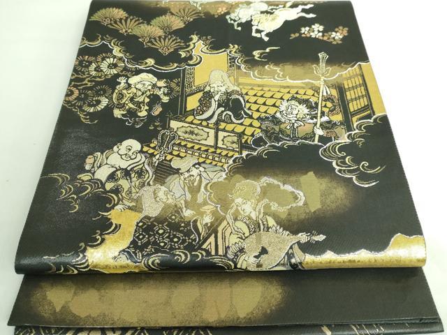 平和屋着物■極上　太鼓柄袋帯　七福神　本金本漆箔　蝋色地　逸品　DZAA6771kh5