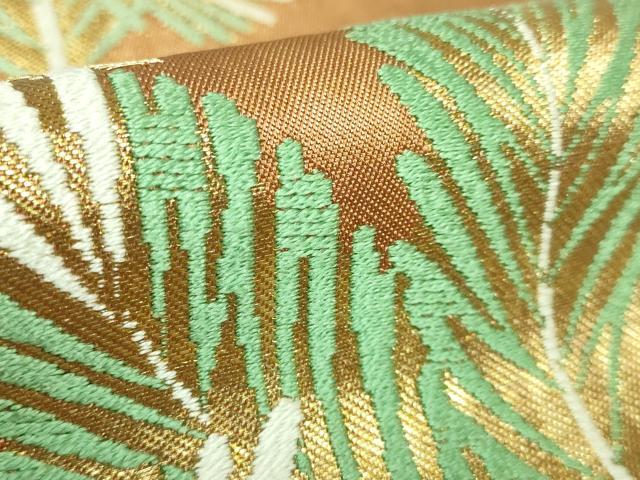 平和屋着物○西陣 川島織物 六通柄 本袋帯 遠山枝松文 金