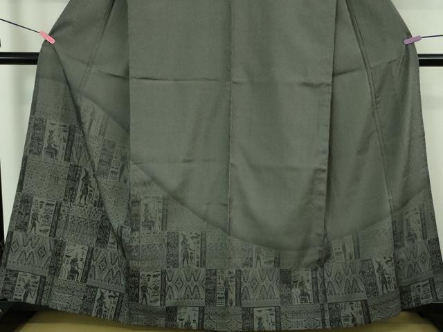 平和屋着物□極上 本塩沢 訪問着 単衣 古代人物壁画文様 逸品