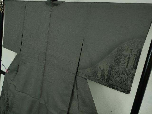 平和屋着物■極上　本塩沢　訪問着　単衣　古代人物壁画文様　逸品　DZAA6822kh5 平和屋着物□極上 本塩沢 訪問着 単衣 古代人物壁画文様 逸品