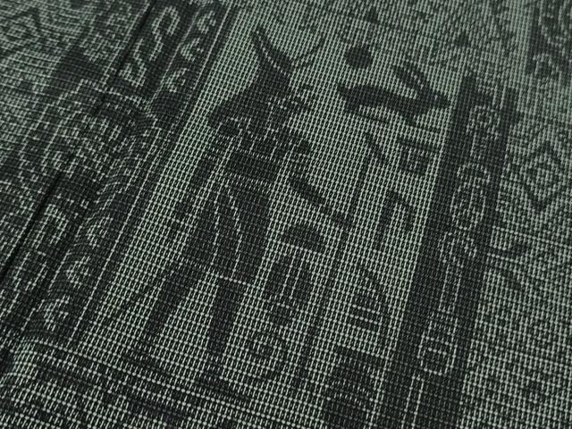 平和屋着物□極上 本塩沢 訪問着 単衣 古代人物壁画文様 逸品