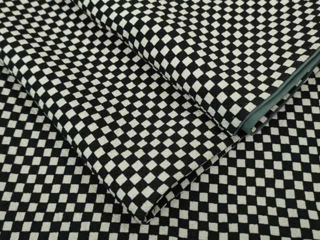 平和屋着物■極上　小紋　市松文様　鬼しぼ縮緬　逸品　DZAA6830kh5