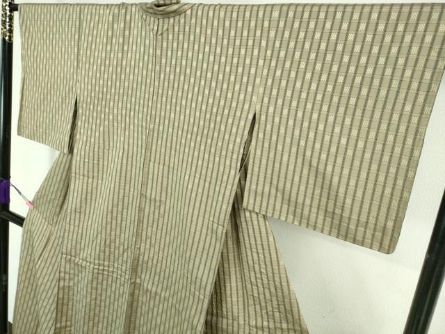 平和屋着物■極上　花石摺織　紬　単衣　伝統工芸士　木村竜之　天光本舗謹製　証紙付き　逸品　DZAA6858kh5 平和屋着物▽極上 花石摺織 紬 単衣 伝統工芸士 木村竜之 天光本舗謹製