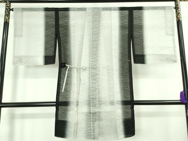 平和屋着物■極上　道中着 オーガンジー スリーシーズン 春夏秋　塵除け　ロング丈　刺繍　斜線花文　暈し染め　逸品　未使用　DZAA6868kh5