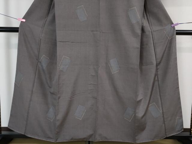 平和屋着物□極上 結城紬 はたおり娘 手緒里 100亀甲 飛び亀甲柄 薄鼠