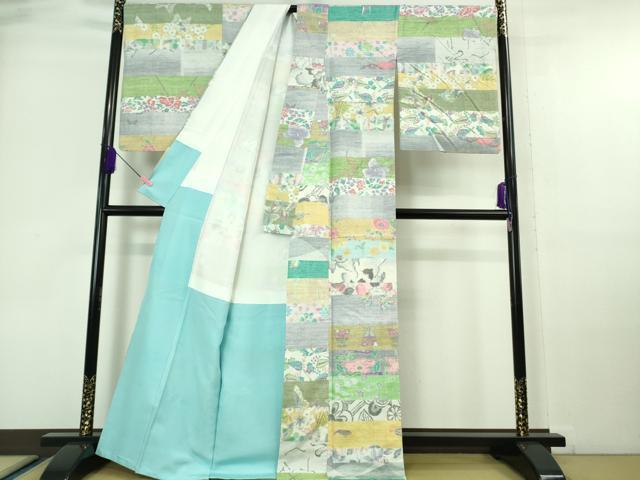 平和屋着物○真綿結城 紬 本場小千谷伝統工芸品 枝花文 証紙