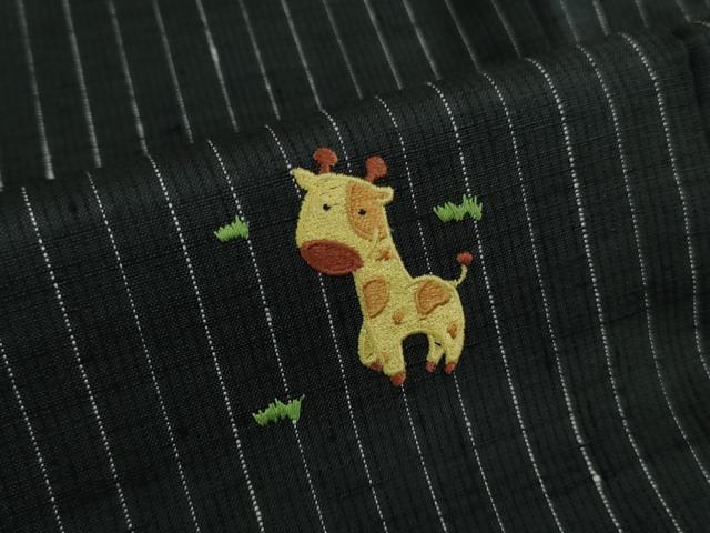 平和屋着物■極上　訪問着　紬地　刺繍　麒麟　キリン　逸品　DZAA6910kh5