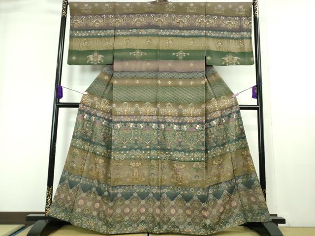 平和屋本店■極上　中国三大刺繍　スワトウ刺繍　汕頭刺繍　総刺繍　訪問着　洋花文　暈し染め　金糸　逸品　DZAA6913kh5