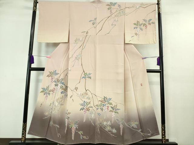 平和屋着物■極上　訪問着　友禅　作家物　藤花房　暈し染め　逸品　未使用　DZAA6934kh5