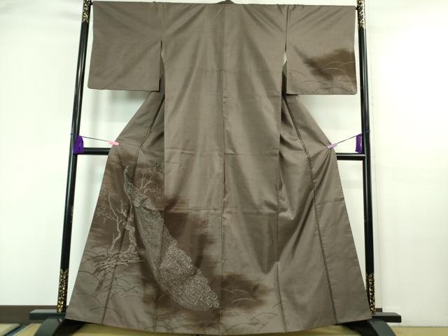 平和屋着物■極上　本場大島紬　訪問着　孔雀　逸品　DZAA6938kh5