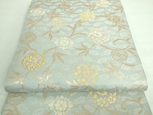 平和屋着物■極上　六通柄　本袋帯　唐織　花鳥文　金糸　薄雲鼠色地　高島屋扱い　逸品　DZAA6952kh5