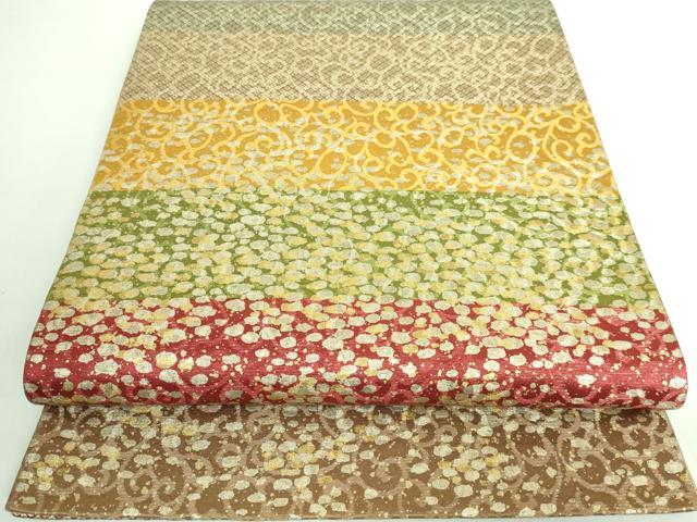 平和屋着物■極上　善之助　着物ブランド　一期一会　両方向　全通柄袋帯　横段唐草　網目文　金銀彩　逸品　DZAA6970kh5