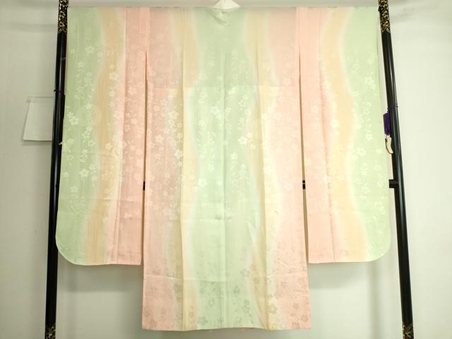 平和屋本店□振袖用長襦袢 無双仕立て 源氏車 枝垂れ桜地紋 暈し染め