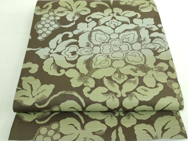 平和屋着物■極上　西陣織　天平初年創始の京の老舗　洛陽織物　両面　全通柄袋帯　もじり織　葡萄唐草　逸品　DZAA6998kh5