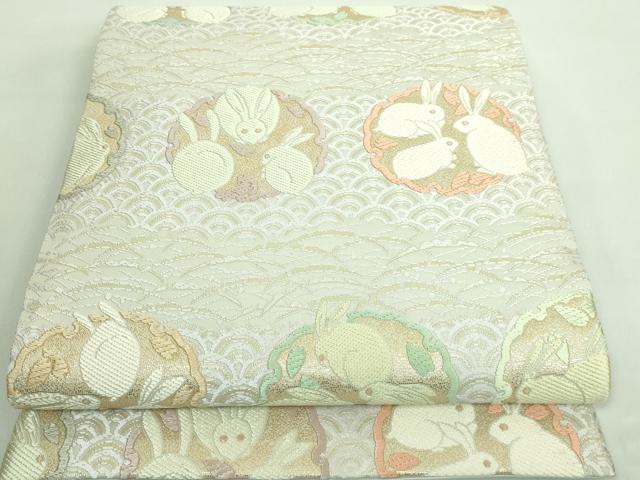 平和屋着物■極上　六通柄袋帯　唐織　雪輪兎　金糸　逸品　DZAA7012kh5