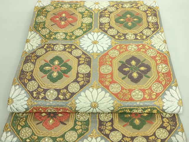 平和屋着物■極上　西陣　河合康幸謹製　六通柄袋帯　唐織　亀甲花文　金糸　逸品　DZAA7027kh5